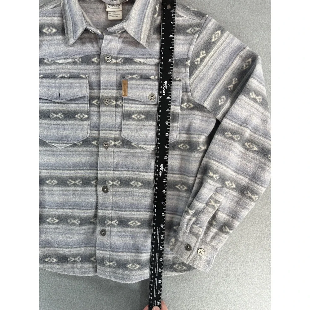 Cinch Fleece Flannel Shirt Jacket Boys XL 14 Shacket Aztec Western Pockets Strip